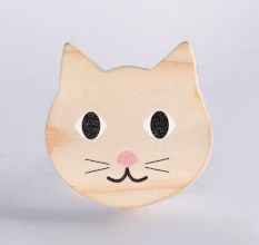 Handcrafted Pine Wood Cat Knob